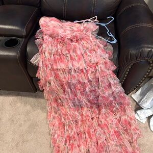 B Darlin Pink Floral Ruffle Dress